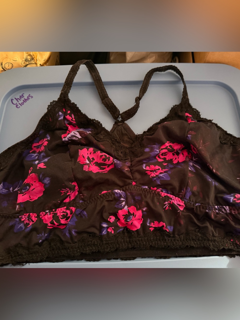 torrid Black Bralette with Pink & Purple Floral
